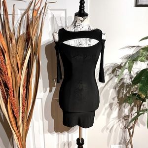 True Light Vintage y2k Cutoffs Blinged out Keyhole LBD Fit Bodice Rave club sexy